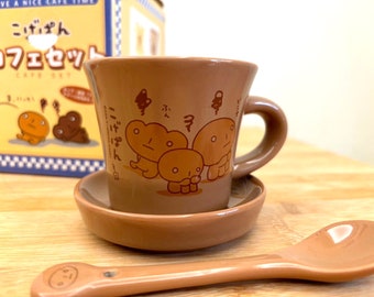 Vintage San-X Kogepan Ceramic Mug Spoon Set