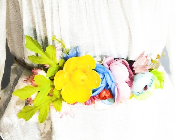 Boho Belt with silk peony flowers