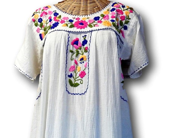 White floral Mexican themed dress