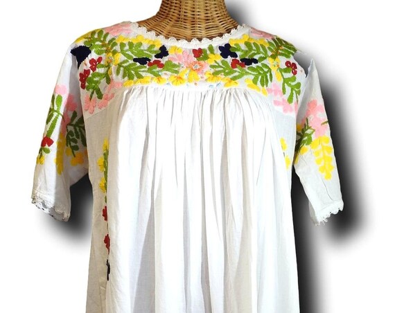 Mexican style embroidered maxi dress