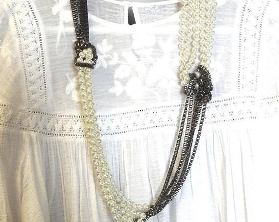 Multi strand faux pearl necklace