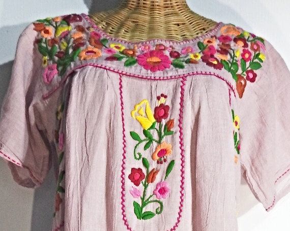 Pink embroidered sun dress