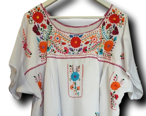 Mexican embroidered dress for women