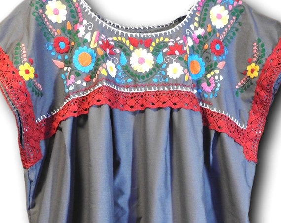 Plus size mexican embroidered blouse