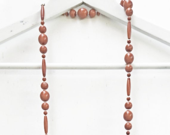 LONG WOODEN bead NECKLACE