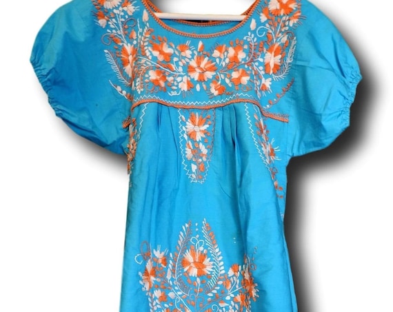 Blue Mexican dress for women