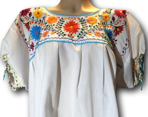Mexican embroidered boho blouse