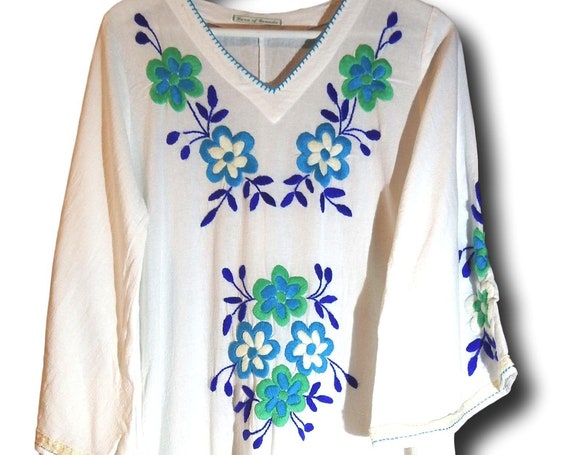 White embroidered kaftan dress