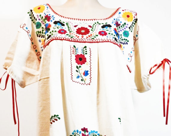 Mexican embroidered dress for women