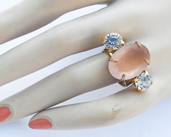 Light pastel pink ring for women