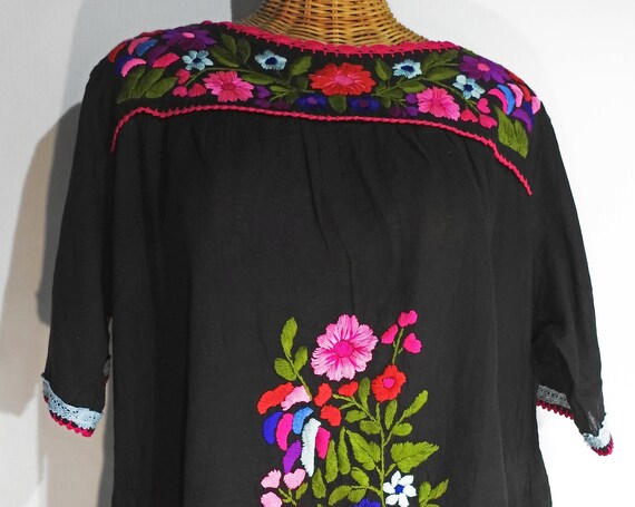 Black Mexican embroidered dress