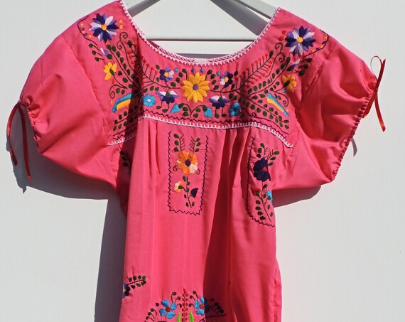 Mexican Pink embroidered Dress