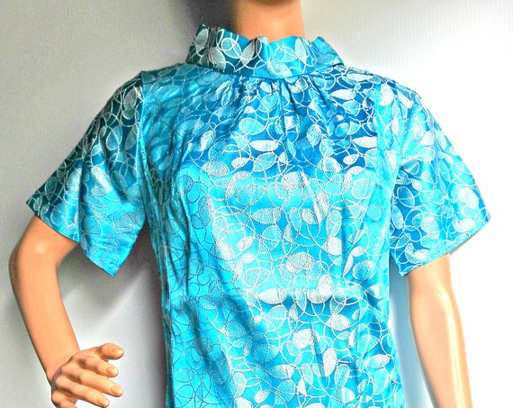 Royal blue metallic Turtleneck dress