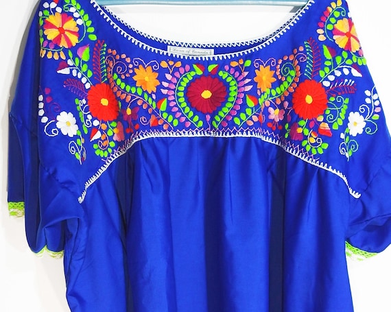 Plus size Mexican peasant blouse, embroidery Bohemian Fiesta women's fashion Mexican style tops for ladies clothing top embroidered