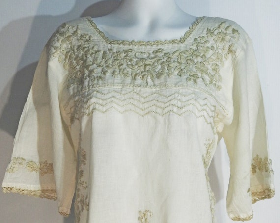 Ivory floral peasant blouse