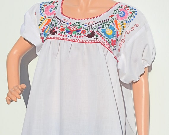 Mexican fiesta dress with flowers embroidery