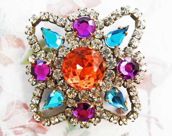 Bohemian glass jewelry brooch