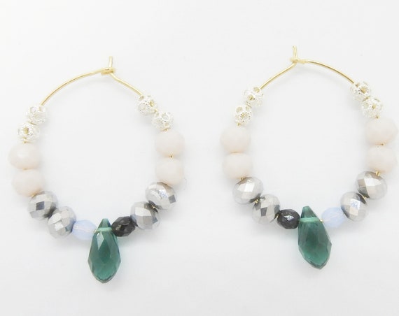 Unique handmade beaded hoop earrings