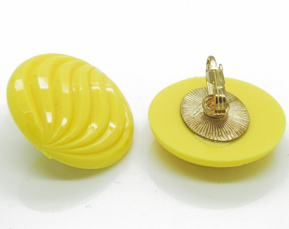 Bright neon yellow jewelry round CLIP ON EARRINGS