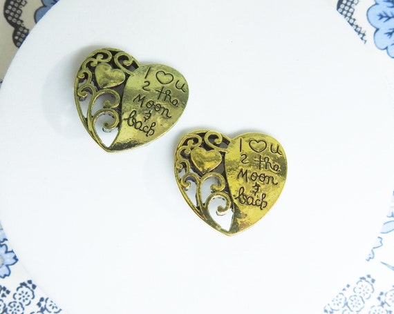 Heart metal snaps for snap button jewelry making. No sew I love you to the mood and back gold-toned buttons. Gifts for sewing mom or lover