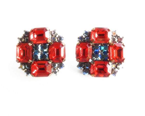 Crystal earrings clip-on vintage style