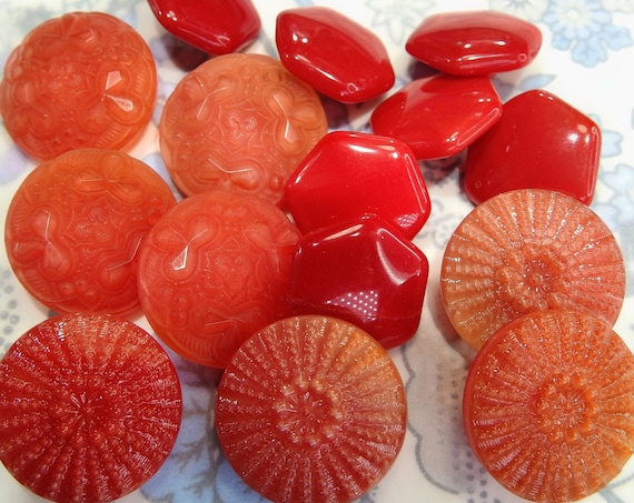 Assorted red glass buttons for sewing and making button jewelry necklace