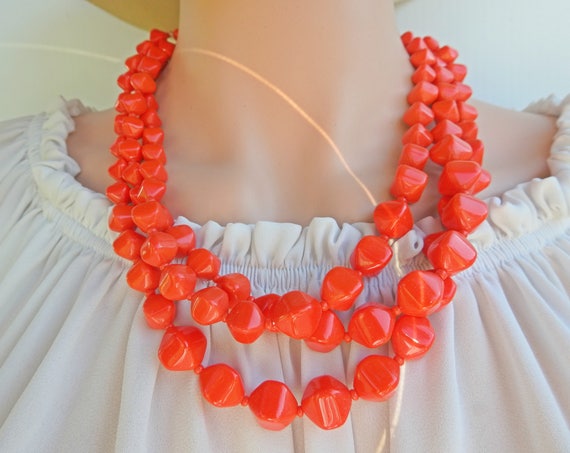 Red multi strand necklace for woman