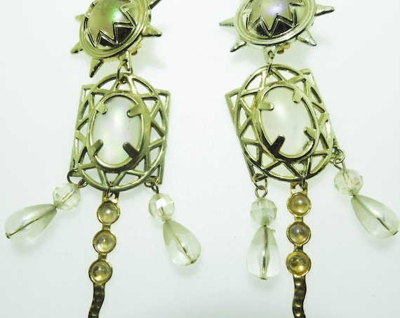 Large clip on chandelier earrings