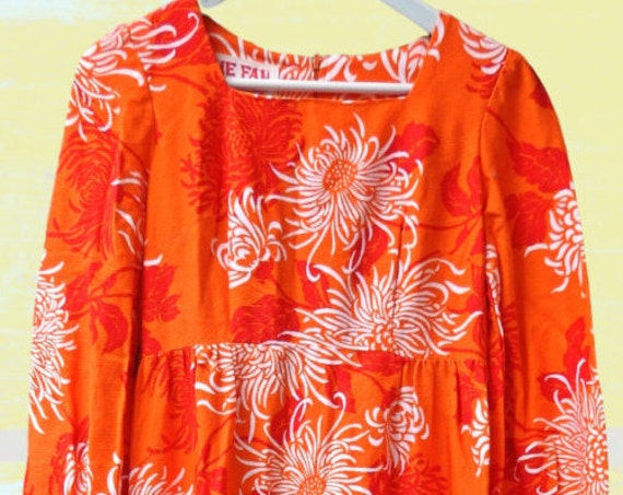 Long sleeve MAXI dresses for women with a floral burnt ORANGE fabric.