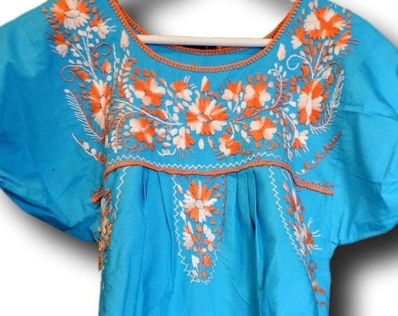 Blue Mexican dress for women