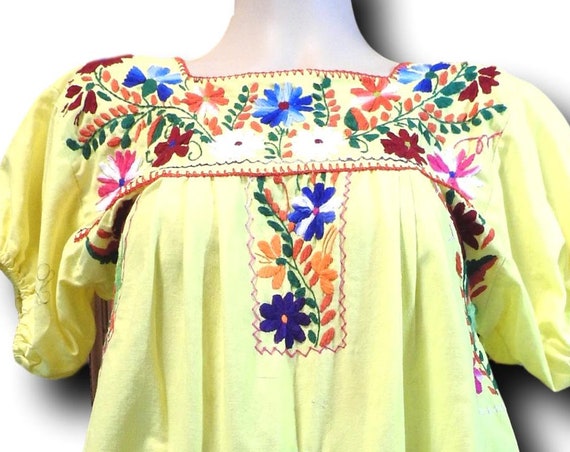 Embroidered mexican peasant dress