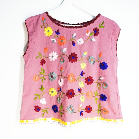 Pink embroidered top