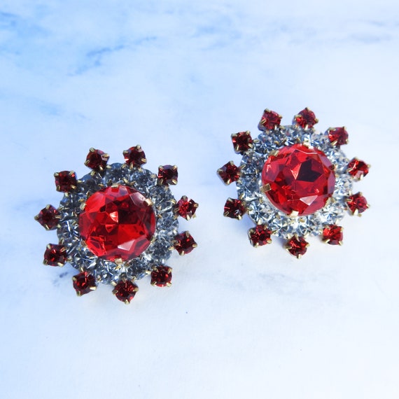Red and white glass buttons