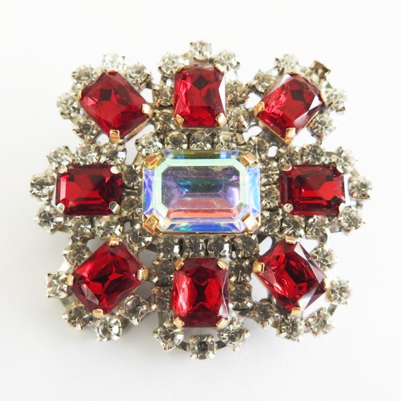 vintage and red statement brooch for women