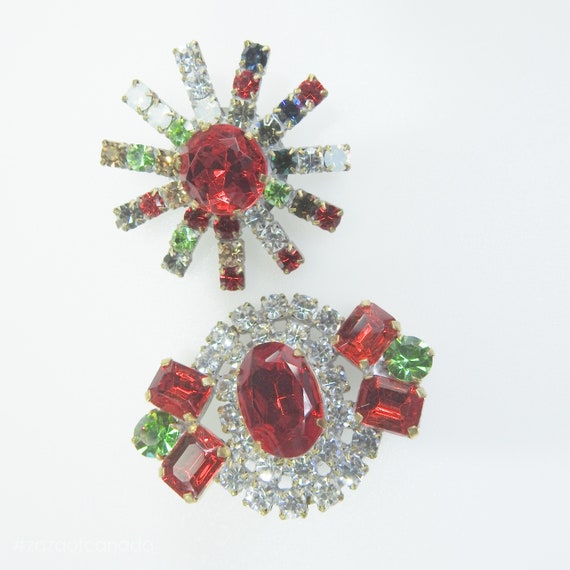 Large green and red glass buttons
