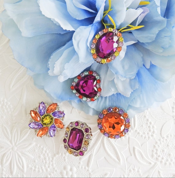 Purple rhinestone buttons