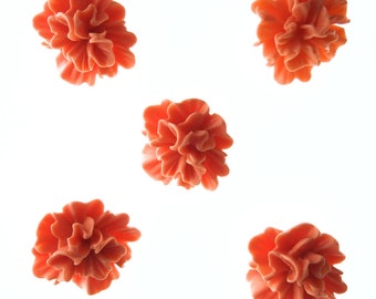 Large floral shank buttons for sewing and crafts - 5 pces, 25 mm, 1 in, orange - Embellishments for flower-themed party. Fun cool design.