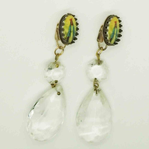 Religious style rystal statement earrings