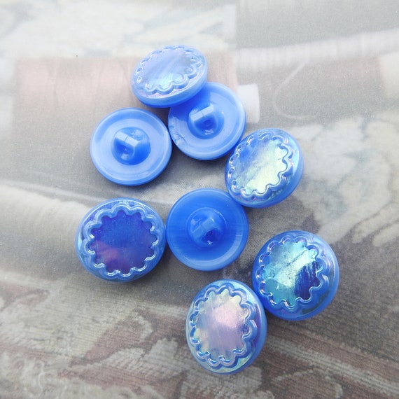 Old blue sewing buttons