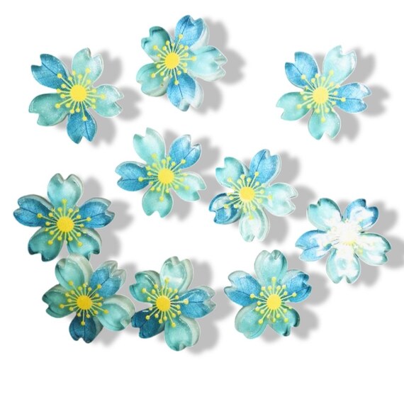 Blue flower-shaped buttons