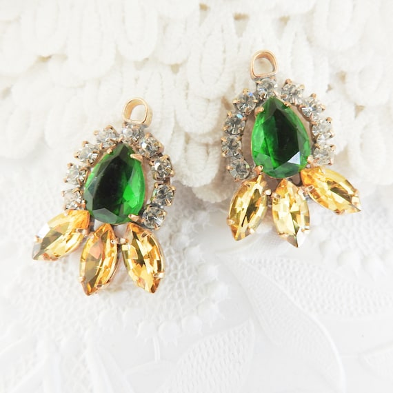 Handmade green earrings charms