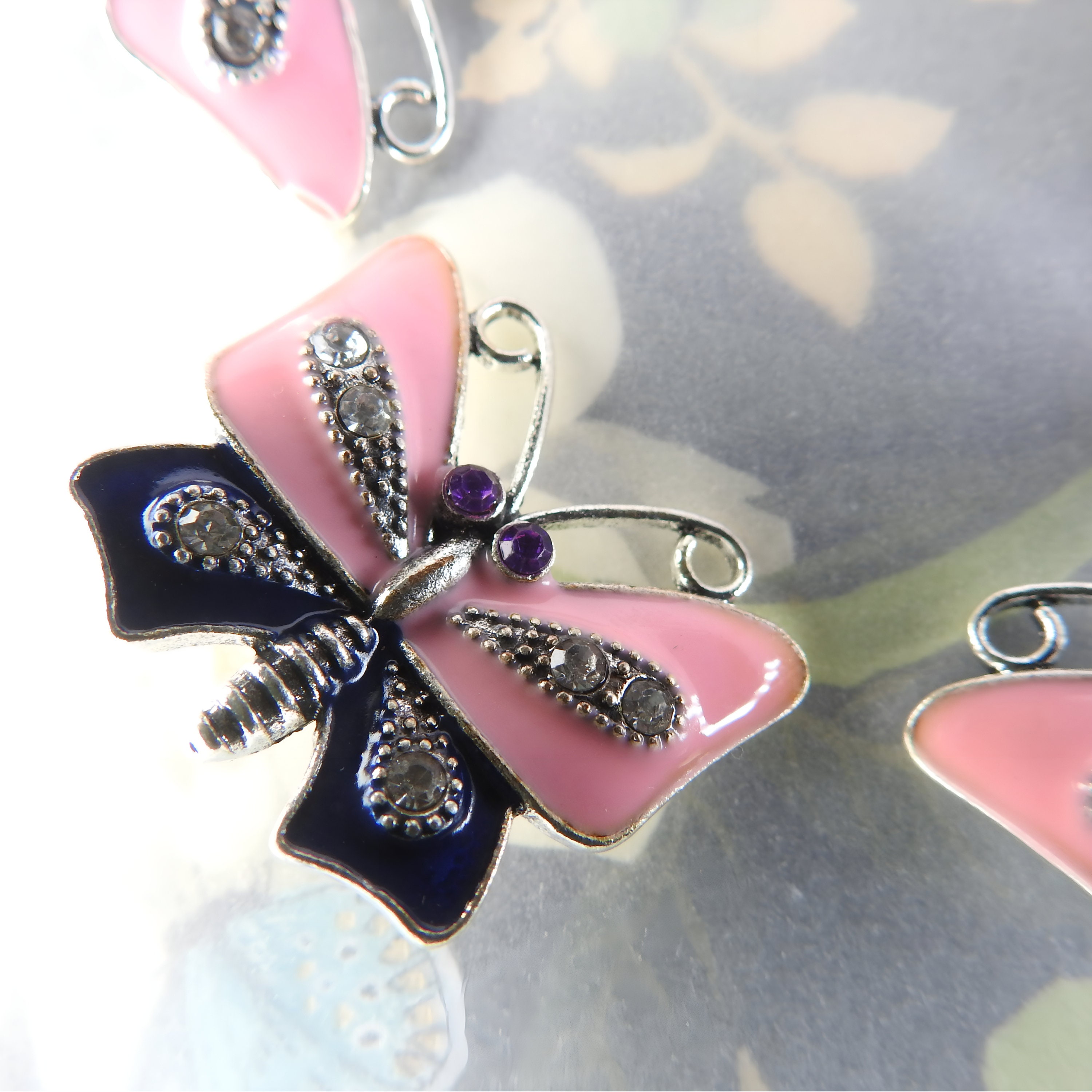 Pink Purple Butterfly Button Snaps for Jewelry, Purse, Coat, and ...
