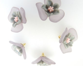 Charming Flower-Shaped Buttons in Pastel Colors - Set of 5, 25 mm - Ideal for Sewing, Crafting, and Jewelry creations.