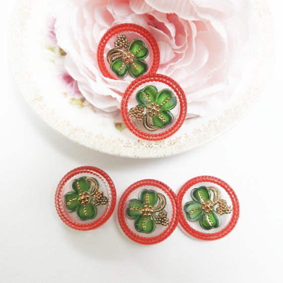 Green glass buttons