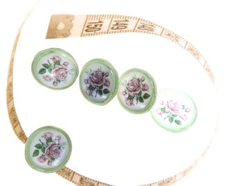 Cute Pink Rose Flower Buttons - Pack of 5, 10 mm -  Adorable on jacket, hat, purse, shirt, and home decor. For sewing or jewelry making
