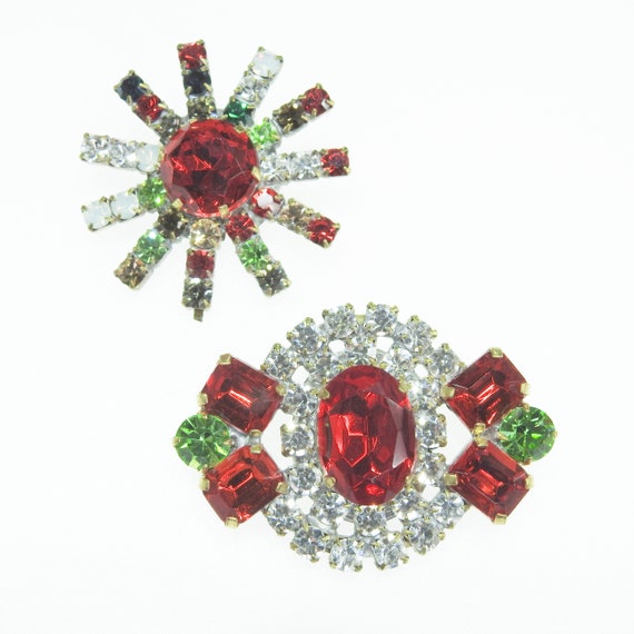 Large green and red glass buttons