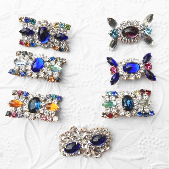 Blue Czech glass bow buttons
