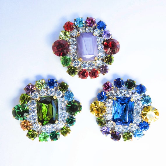 Hat embellishments, shiny extra-large buttons for clothes, crystal glass buttons and embellishments for clothing | 3 buttons | 1.574''