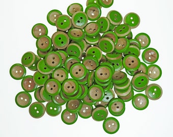 Green Wooden Buttons for Crafts - Set of 100, 15 mm, Sewing Buttons for Knitting Creative Projects - Natural Wood, 2 Holes - Rustic style