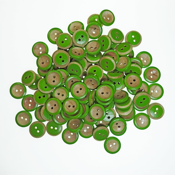 100 small wooden buttons for crafts and knitting
